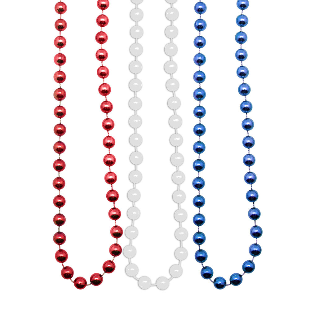 Bead Round 7.5mm 33" Red, White, Blue (144 PACK)