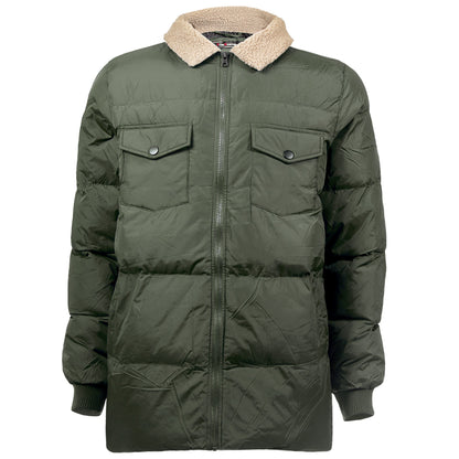 Men's Quilted Warm Winter Wholesale Coats in Green in Assorted Sizes - Bulk Case of 12 Winter Jackets