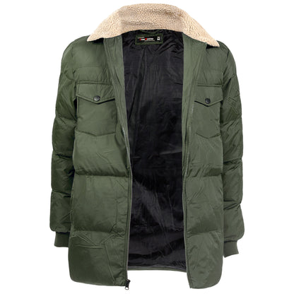 Men's Quilted Warm Winter Wholesale Coats in Green in Assorted Sizes - Bulk Case of 12 Winter Jackets