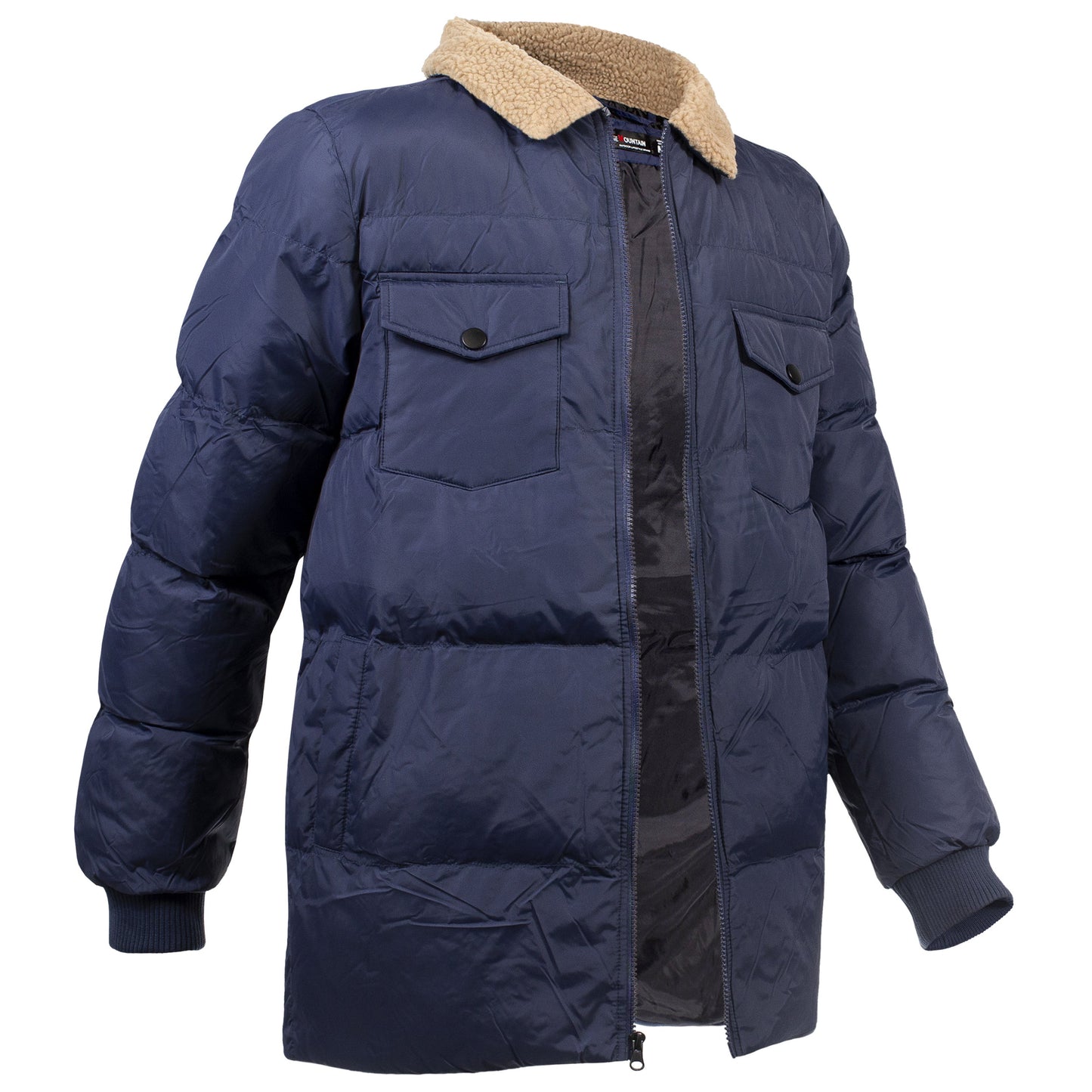 Men's Quilted Warm Winter Wholesale Coats in Navy Blue in Assorted Sizes - Bulk Case of 12 Winter Jackets