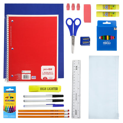 12 Wholesale Kids 15" Backpacks and 12 Bulk School Supply Kits of Your Choice