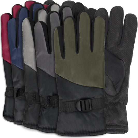 Adult Winter Color Block Gloves - 5 Assorted Wholesale