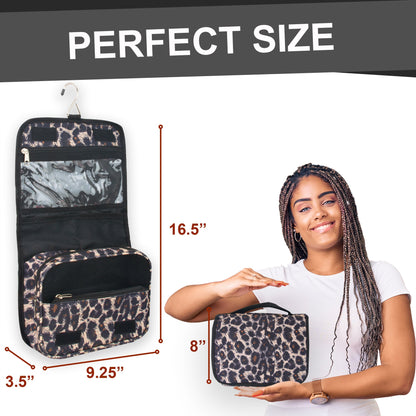 Travel Hanging Toiletry Bag - Leopard Print