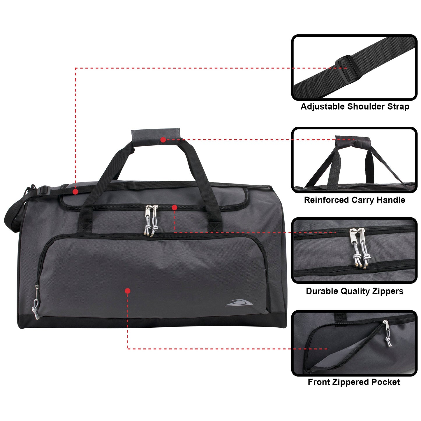 Wide-Pocket Duffle Bags 24 Inch NoveltiesMart Wholesale