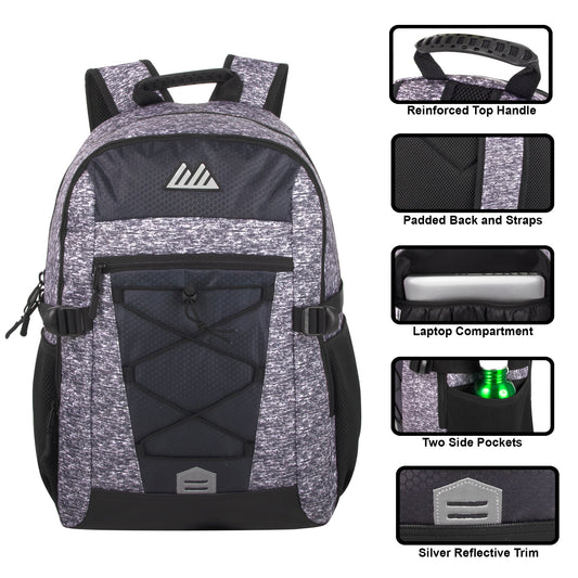 Mountain Edge Heather Bungee Cord Backpack w Padded Laptop Wholesale