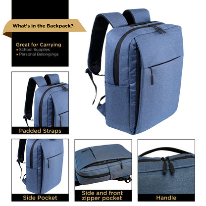 17" Wholesale Premium Design Laptop Backpacks in 3 Colors - Bulk Case of 24 Bookbags