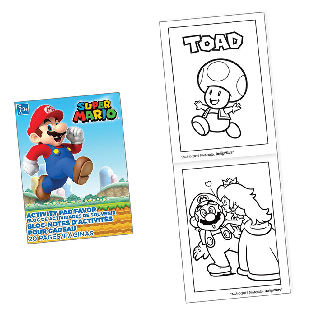 Mini Activity Pad Favor Super Mario 3.5" (48 PACK)