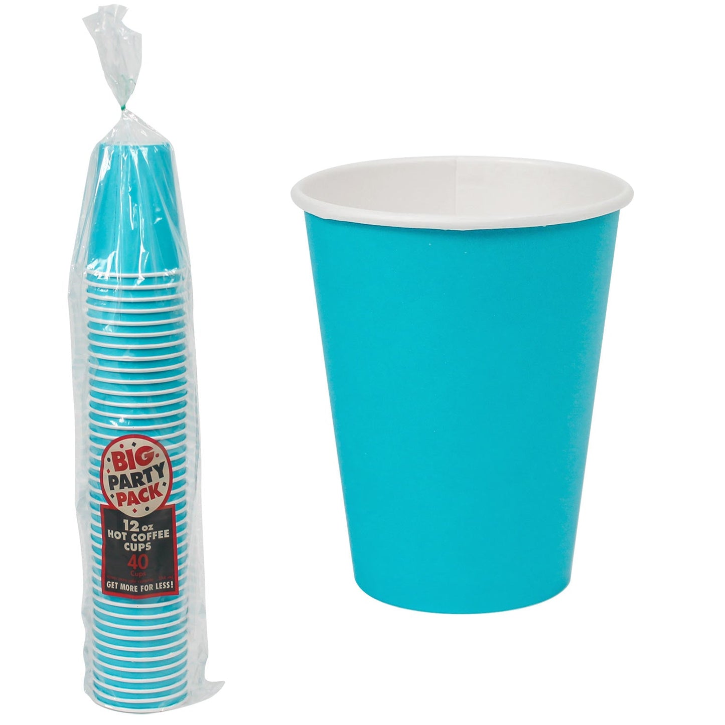 Paper Coffee Cups 12 oz Caribbean Blue (40 PACK)