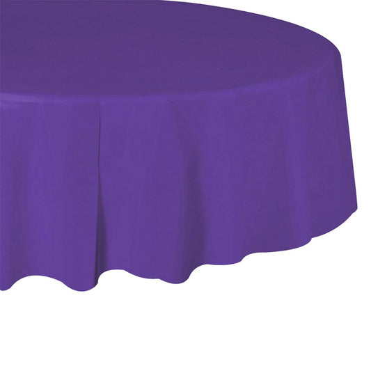 Plastic Table Cover - Purple 84" Round