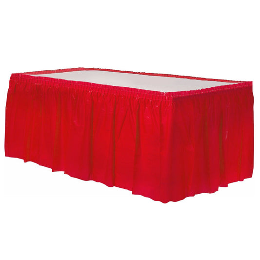 Plastic Table Skirt 29" x 14' Red