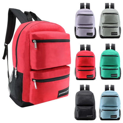 12 Wholesale Deluxe 17" 3 Compartment Backpacks and 12 Bulk School Supply Kits of Your Choice