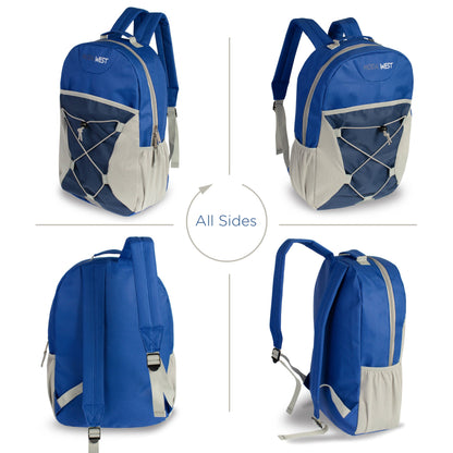 12 Wholesale 17" Bungee Backpacks in Assorted Colors & 12 Bulk School Supply Kits of Your Choice