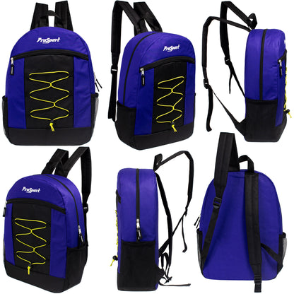 Wholesale 17" Bungee Backpack in 4 Assorted Colors - Bulk Case of 24 Bookbags