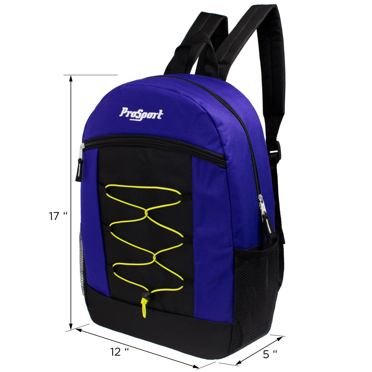 Wholesale 17" Bungee Backpack in 4 Assorted Colors - Bulk Case of 24 Bookbags