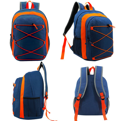 17" Bungee Wholesale Premium Design Backpacks in 4 Assorted Colors - Wholesale Bookbags Case of 24