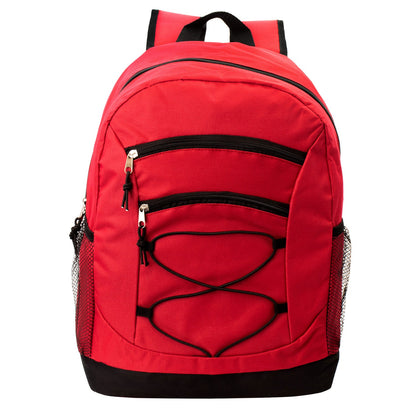 17" Wholesale Bungee Backpacks in 8 Assorted Colors - Bulk Case of 24 Bookbags