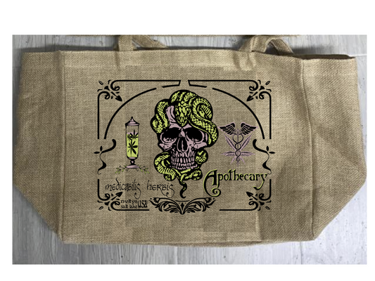 Apothecary Medical Marijuana Burlap Tote Bag – Durable and Stylish