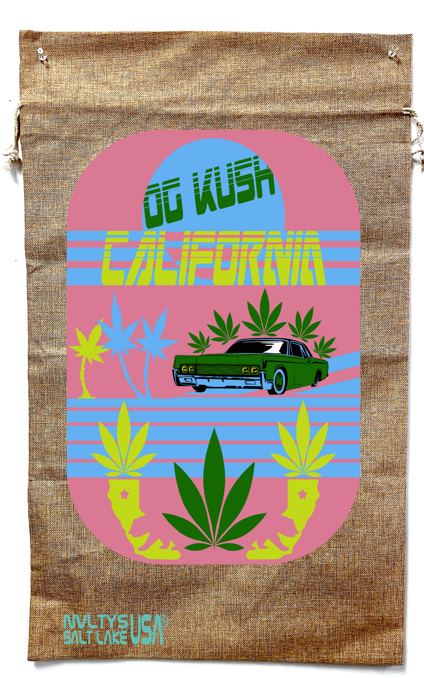 OG Kush Marijuana Burlap Bag with Drawstring