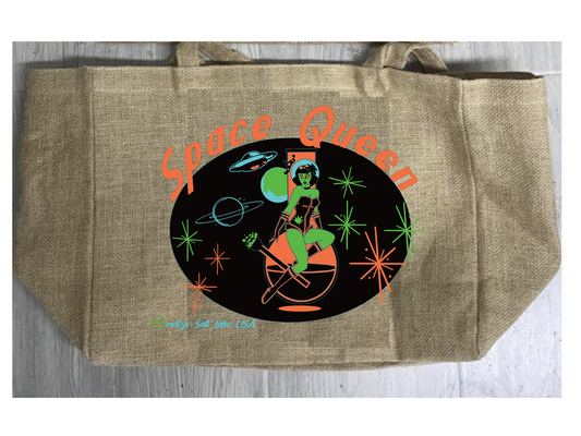 Space Queen Marijuana Burlap Tote Bag – Durable and Stylish