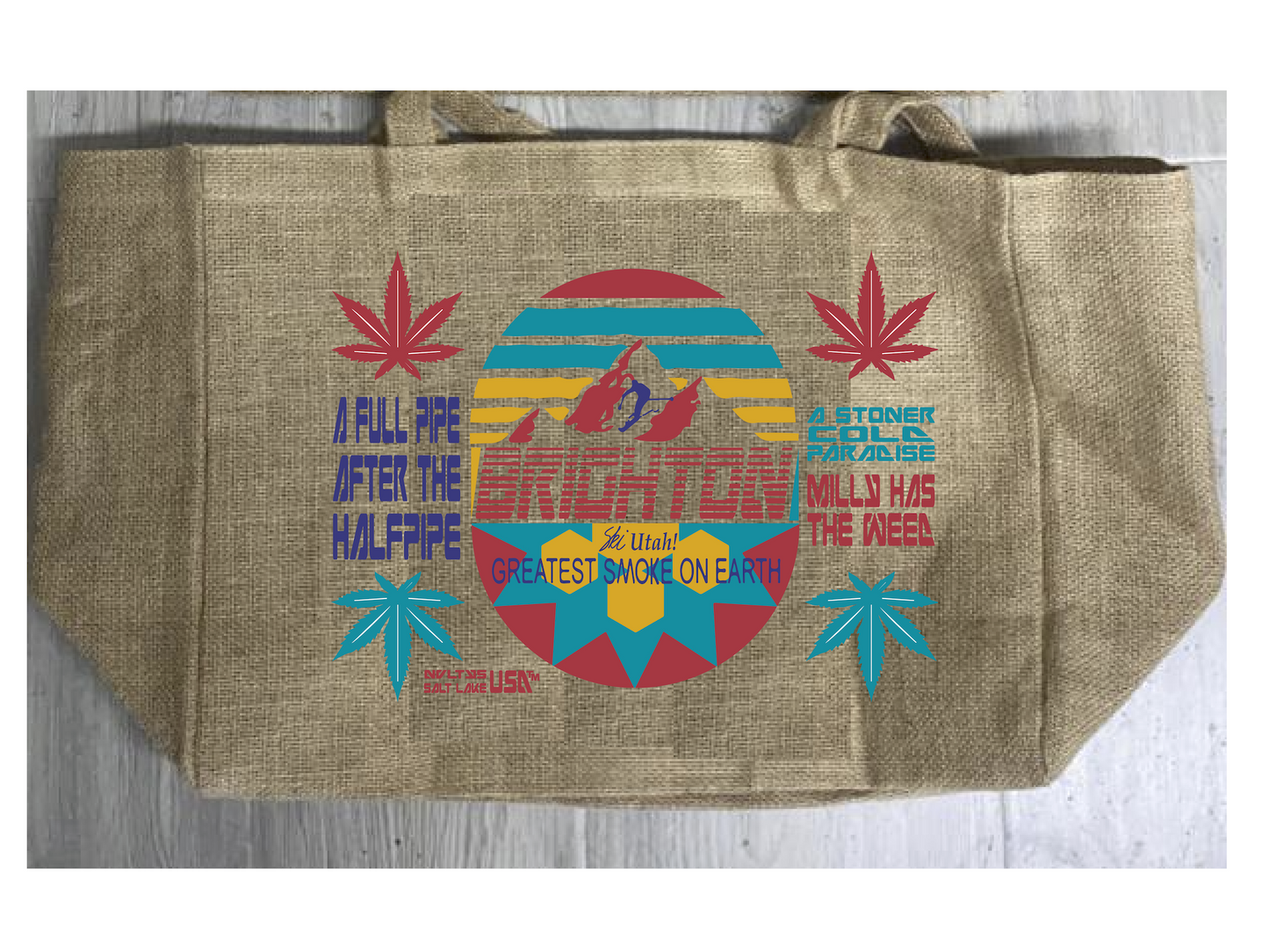 Brighton Utah Burlap Tote Bag – Durable and Stylish