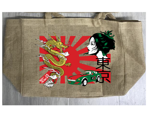 Tokyo Sun Burlap Tote Bag – Durable and Spacious