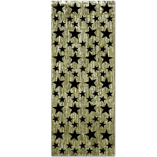 Fringed Mylar Curtain 3' x 8' Gold Star