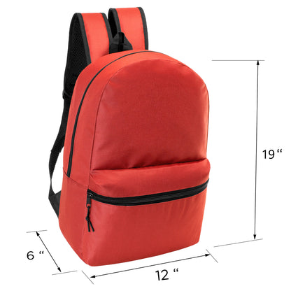 12 Wholesale 18.5" Backpacks in Assorted Colors & 12 Bulk School Supply Kits