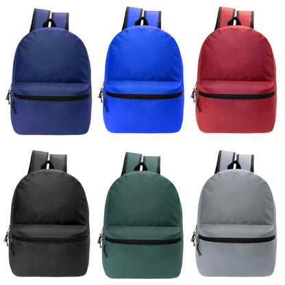 12 17" Classic Backpacks in 6 Assorted Colors & Your Choice of 12 Bulk Hygiene Kits - Wholesale Care Package: Homeless, Emergency, Charity