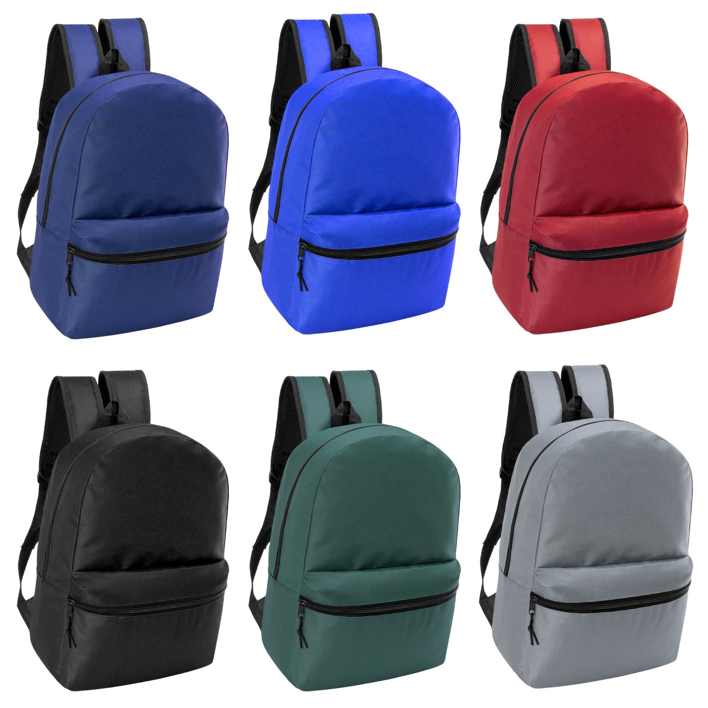 12 Wholesale 18.5" Backpacks in Assorted Colors & 12 Bulk School Supply Kits