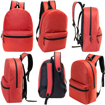 12 Wholesale Blank 18.5" Backpacks in 12 Assorted Colors and 12 Bulk School Supply Kits