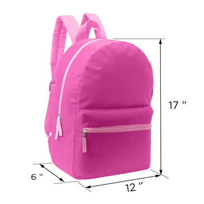 Wholesale Blank Student 17" Backpacks in Assorted Colors and 12 Bulk School Supply Kits