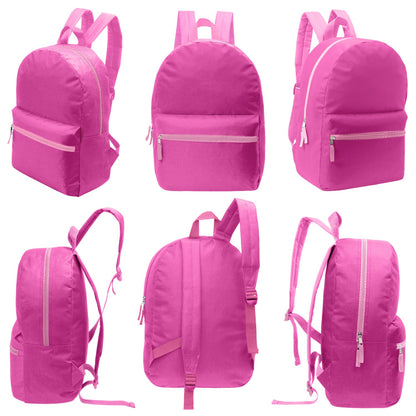 Wholesale Blank Student 17" Backpacks in Assorted Colors and 12 Bulk School Supply Kits