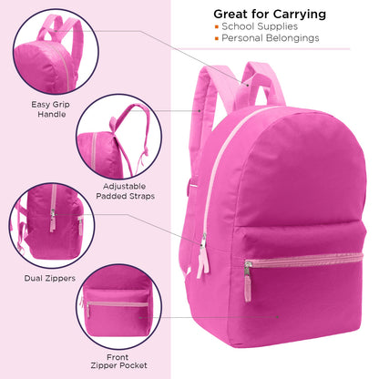 Wholesale Blank Student 17" Backpacks in Assorted Colors and 12 Bulk School Supply Kits