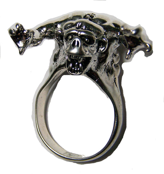 Biker Ring Monster Gargoyle - Sterling Silver Plated, Durable High-Quality Design