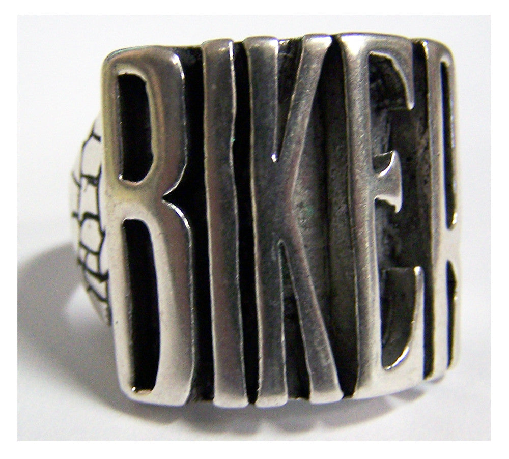 Word "Biker" Ring - Sterling Silver Plated