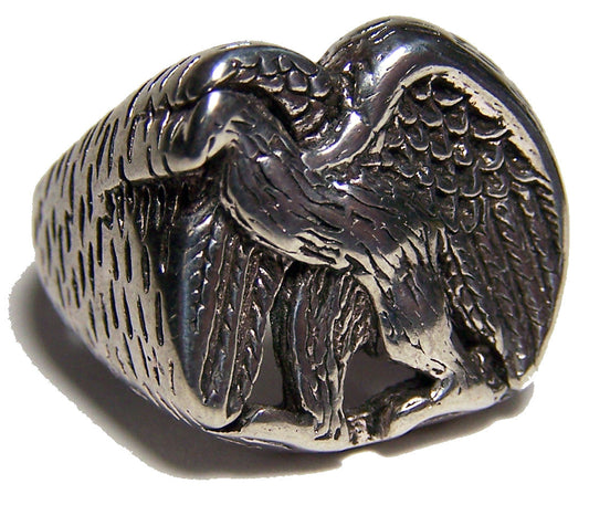 United We Stand Eagle Biker Ring – Sterling Silver Plated