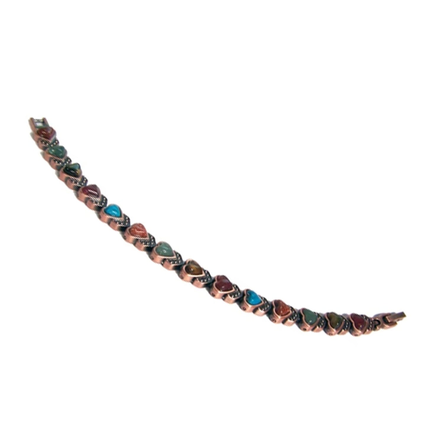 Copper Magnetic Heart Shaped Mixed Stones Link Bracelet Wholesale - NoveltiesMart.com Wholesale