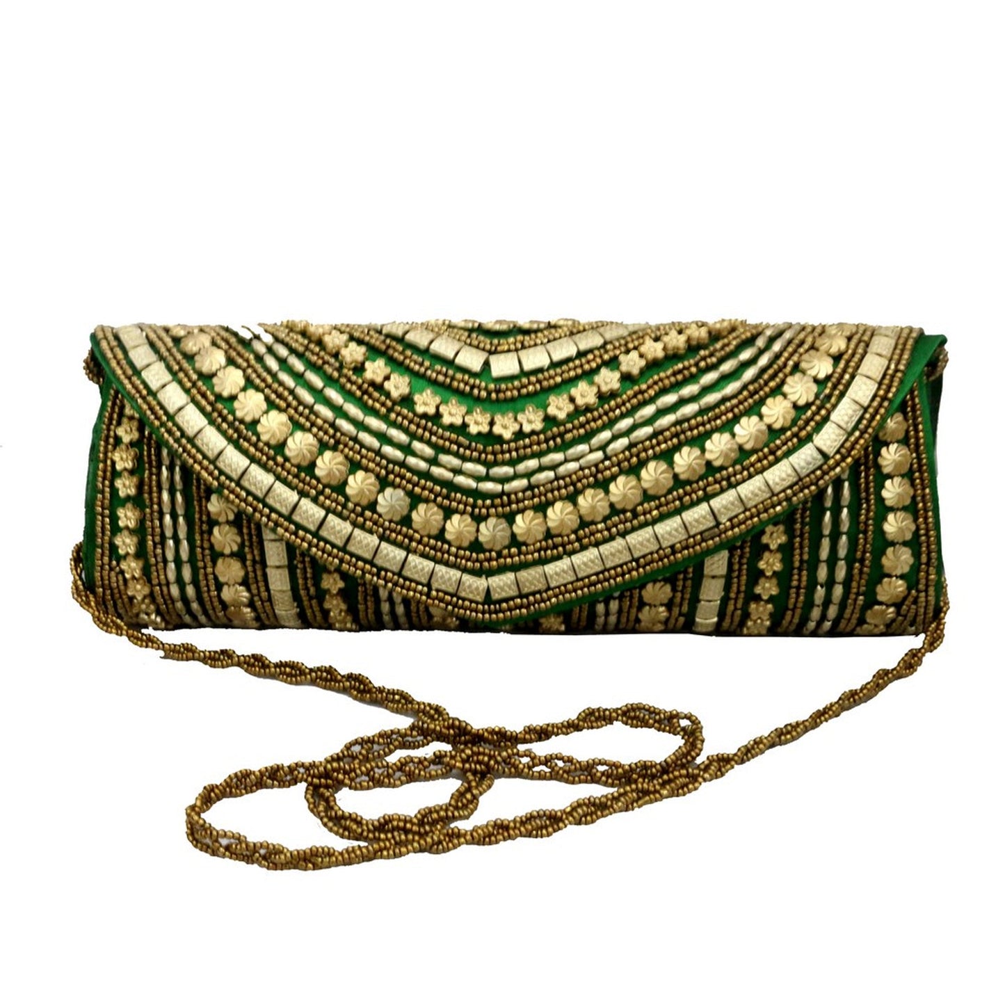 Gota Patti Sequence Worked Green Clutch Bags -(Sold By 10 PCS)