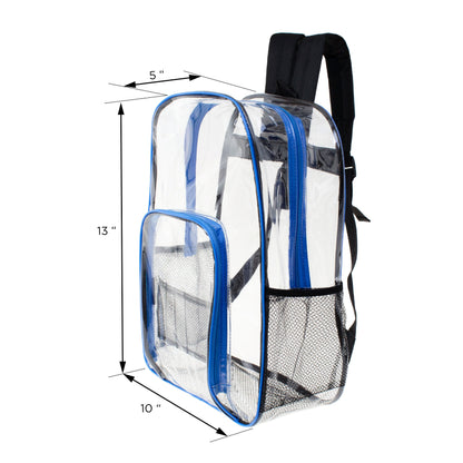 12 Wholesale 13" Clear Backpacks in Assorted Colors and 12 Bulk School Supply Kits of Your Choice