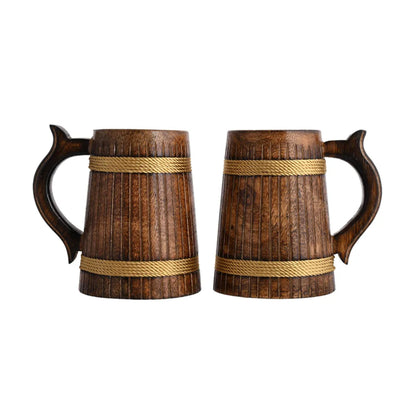 Rustic Handcrafted Wooden Beer Mugs - 14x13x9 cm