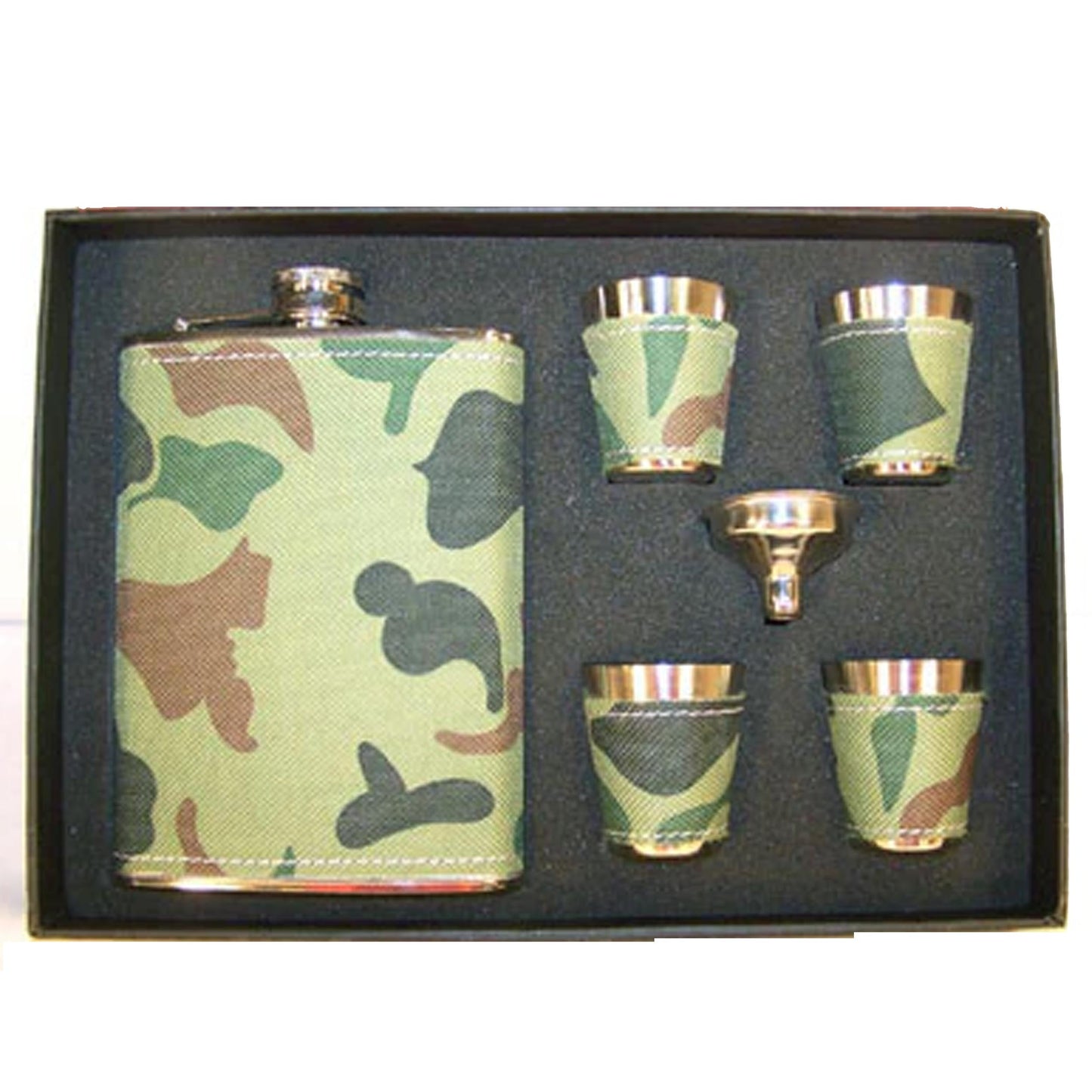 Camouflage Flask Set with Four Shot Glasses Wholesale