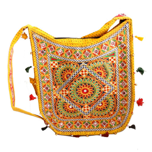 Ethnic Design Long Handle Bag in Yellow Colour – Stylish & Vibrant