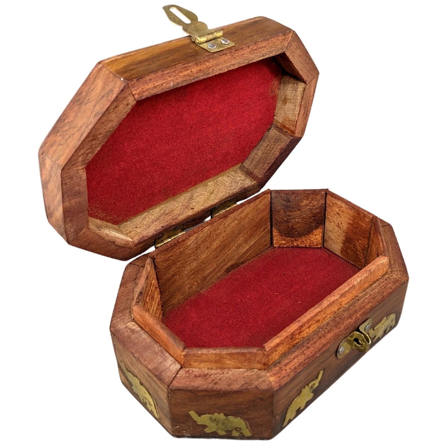 Crafted Wooden Hexagonal Jewellery Box - 6x4 Inches