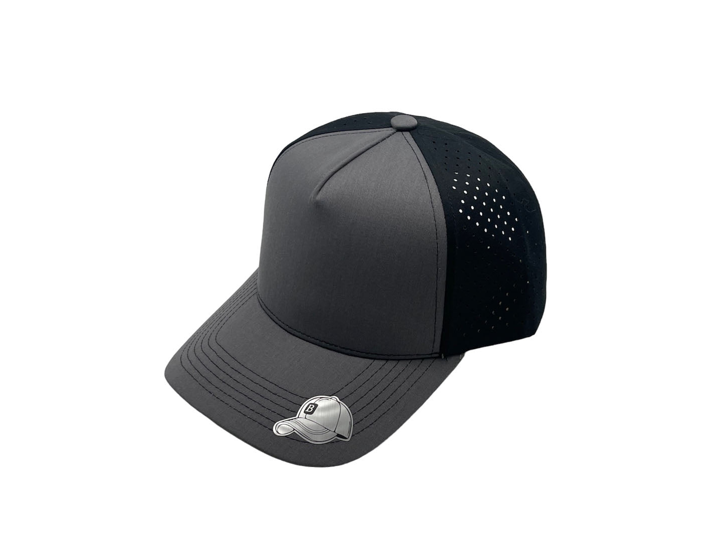 Laser Performance Perforated 5 Panel Cap - Adjustable Curved Bill