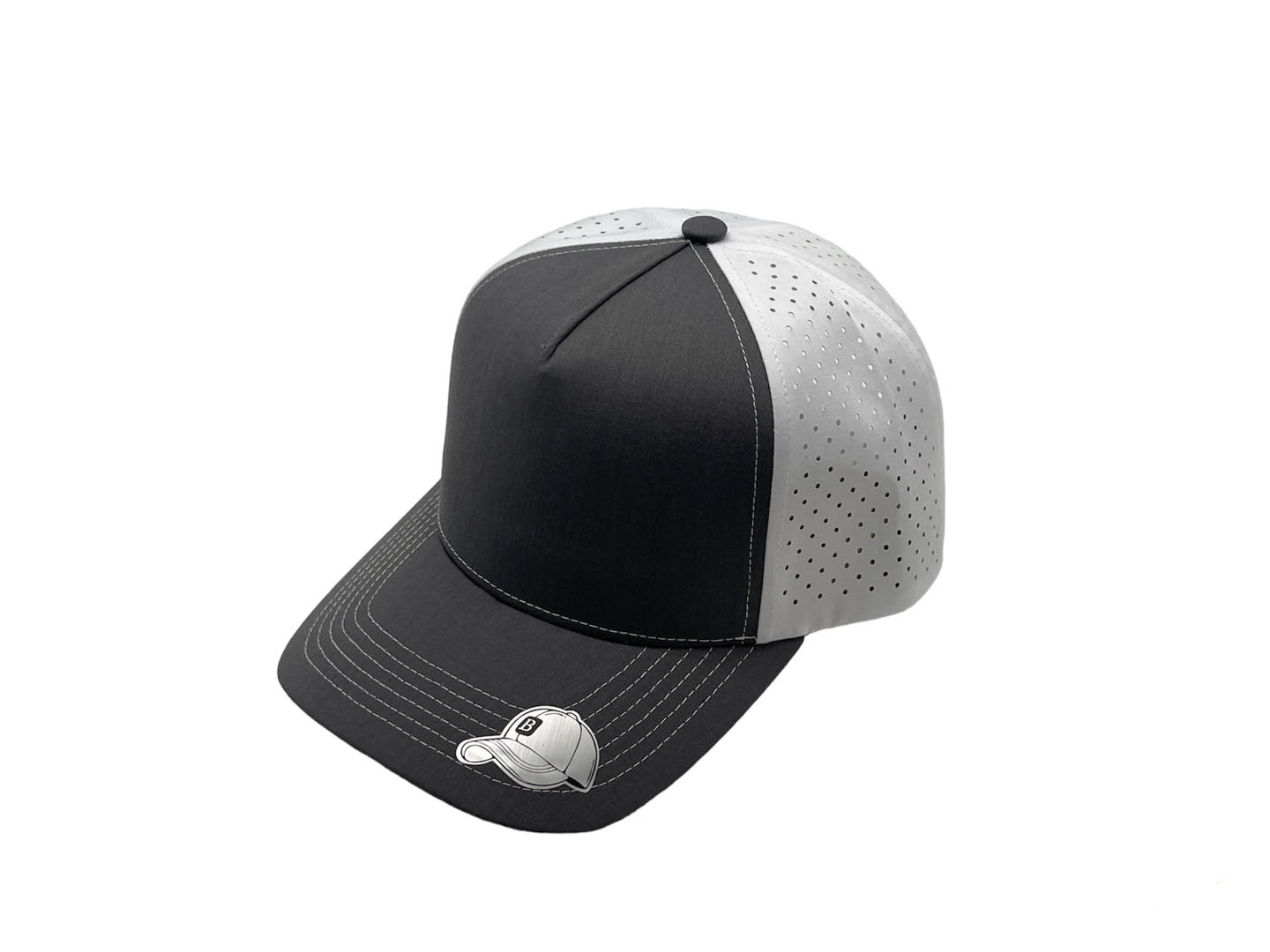 Laser Performance Perforated 5 Panel Cap - Adjustable Curved Bill