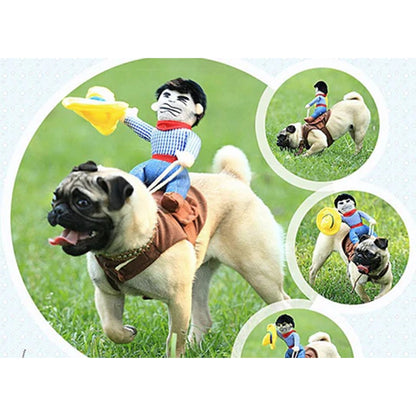 Riding Cowboy Funny Novelty Halloween Dog Costume For Small Dogs - NoveltiesMart.com Wholesale