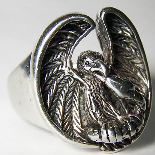 Eagle Holding Snake Biker Ring - Wholesale