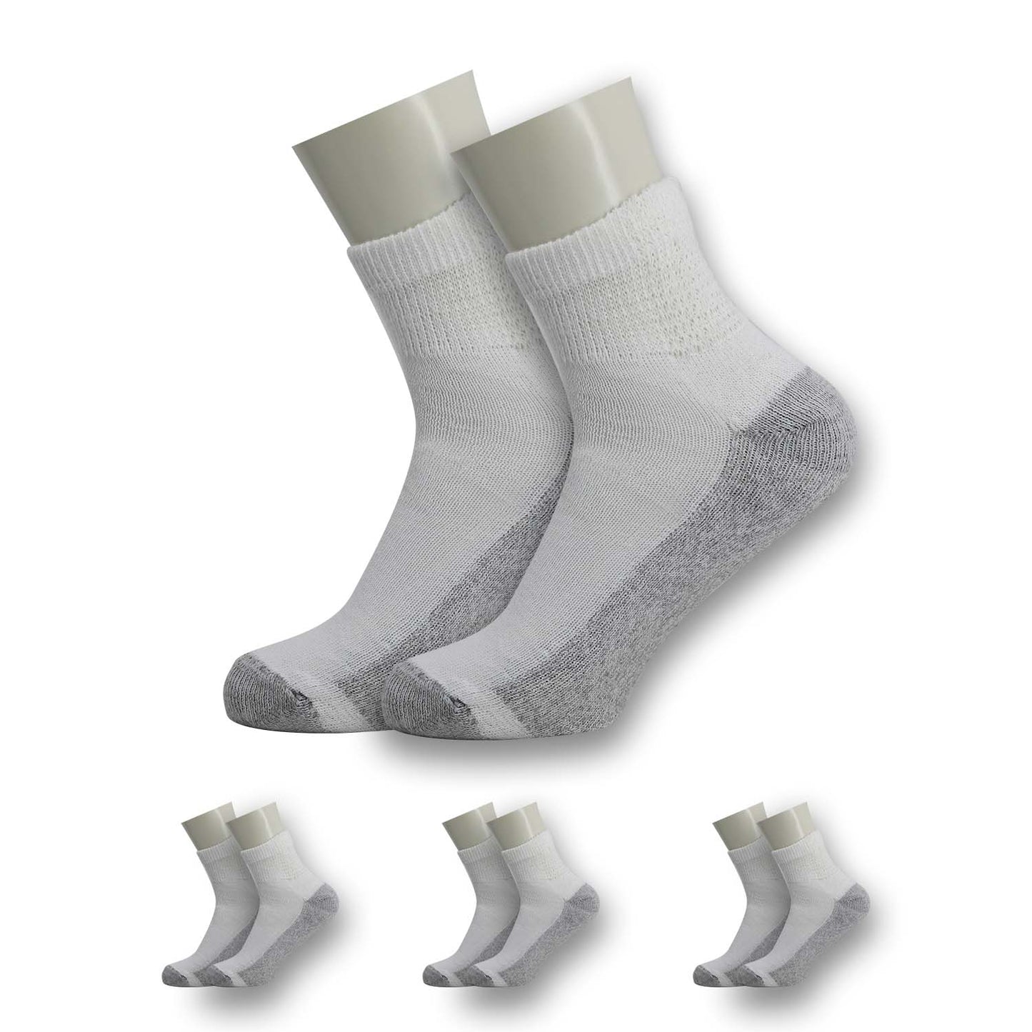 Men's Ankle Wholesale Socks, Size 10-13 In White With Grey - Bulk Case Of 120 Pairs