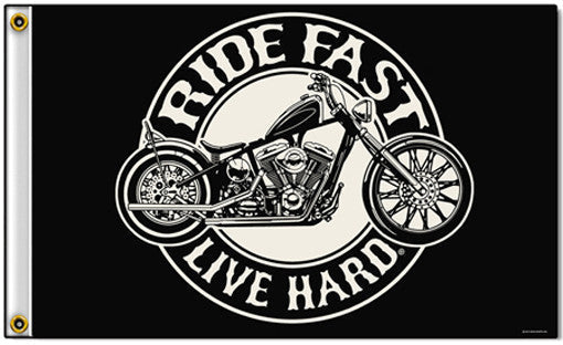 Deluxe Ride Fast Live Hard 3x5 Biker Flag – High-Quality Polyester, Fully Licensed, Durable Outdoor Banner