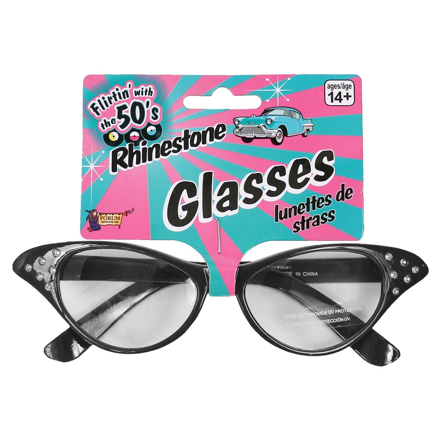 Retro Rhinestone Glasses - Black